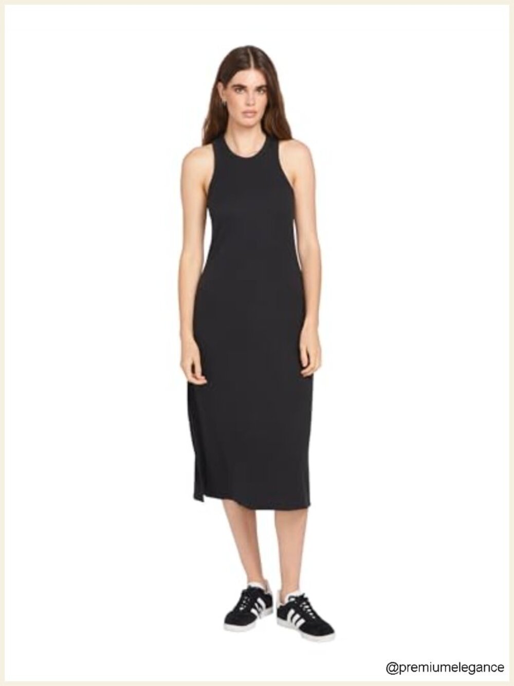 Volcom Women's Midi Rib Knit Bodycon Sheath Dress High Neck Sleeveless 95%